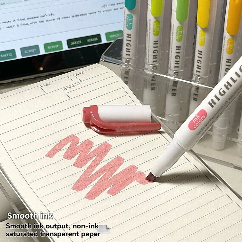5/15PC Fluorescent Pen Set Student Marking Stroke Key Marking Pen High Beauty Color Handbook Pen Batch - élise & madelyn