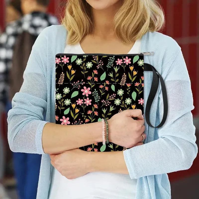 1 pc Book Sleeve with Zipper Flower Books Pouch Watercolor Flower Leaf Waterproof Protector for Paperback Fabric - élise & madelyn