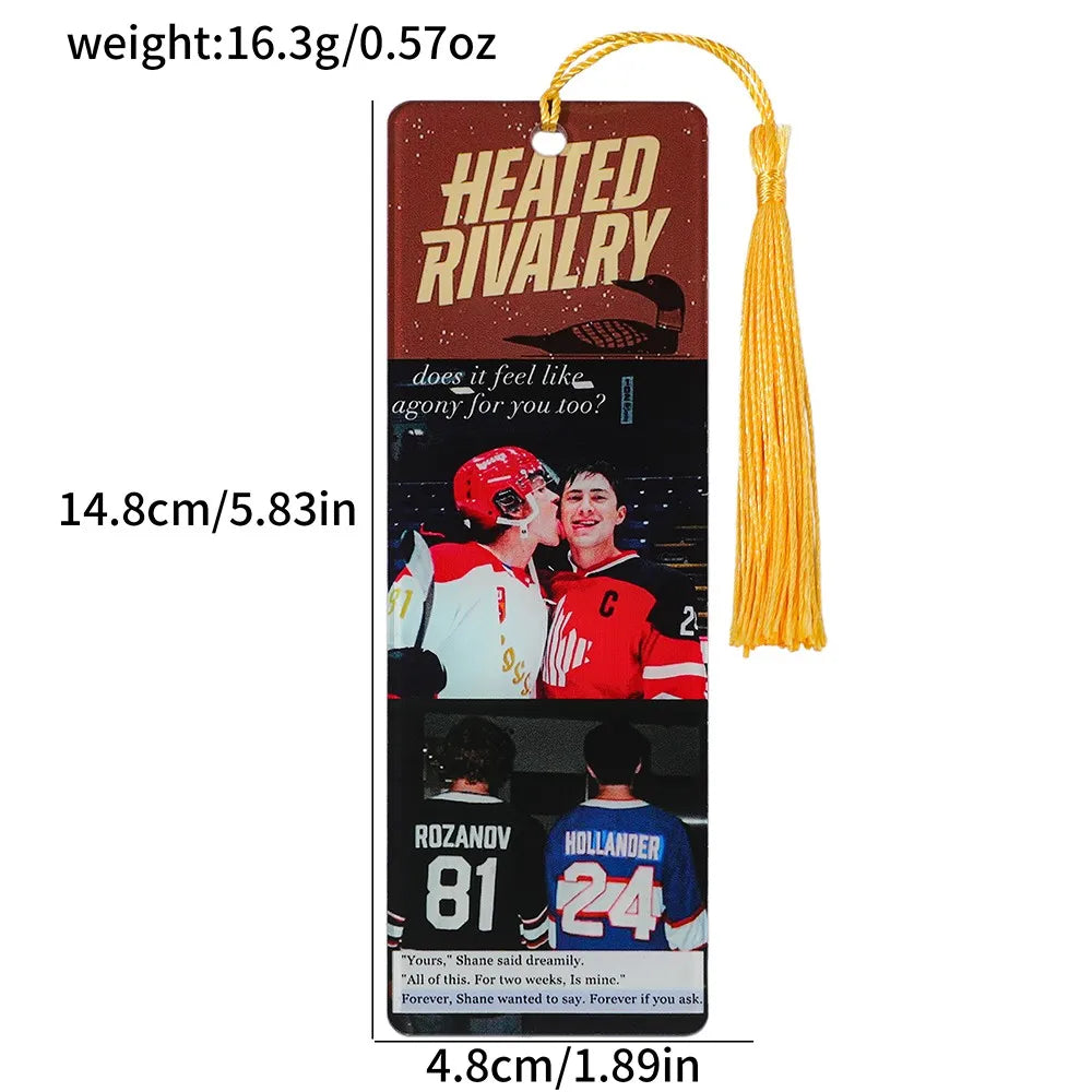 Heated Rivalry: M|M Hockey Romance Acrylic Bookmarks Book Lover Book Charms Birthday Gifts for Friends School Supplies