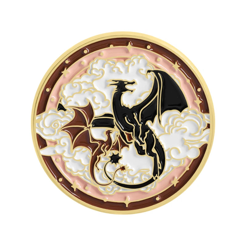 Black Dragon Book Enamel Pin – Fantasy Magic Reader Lapel Badge
