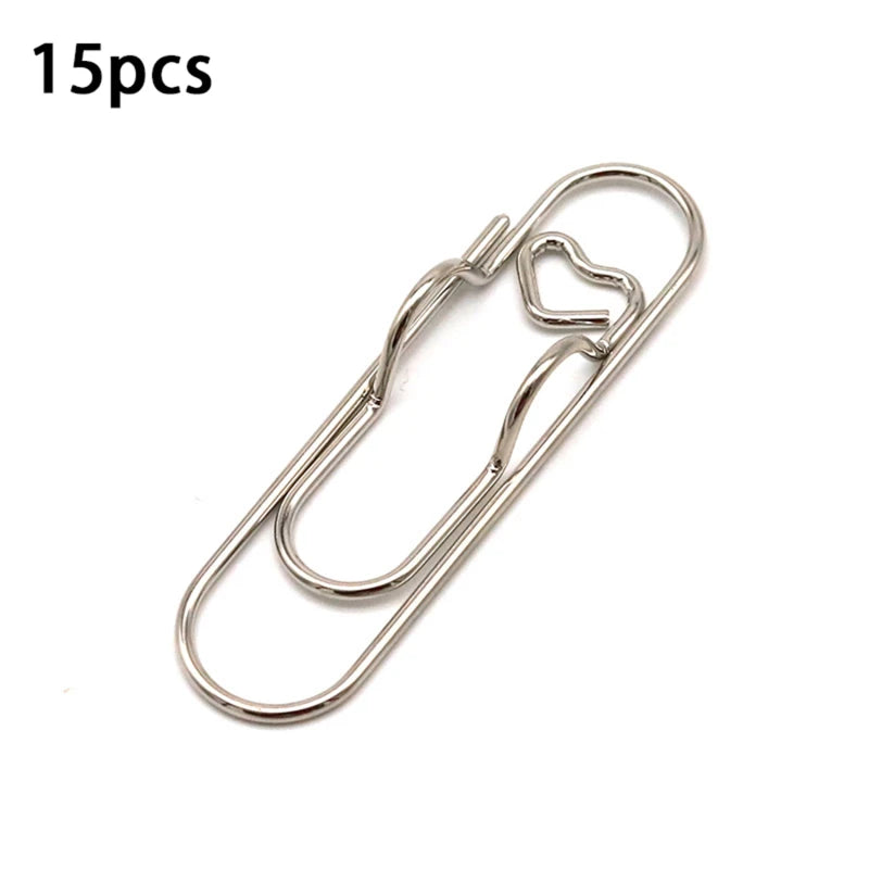 15pcs/set Love Model Paper Clip Metal Bookmark Photo Flipchart Memo Ticket Holder Office School Stationery Supplies - élise & madelyn