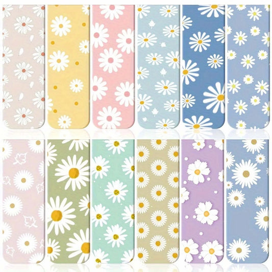 Daisy Magnetic Bookmark Set | 12-Piece Floral Page Markers
