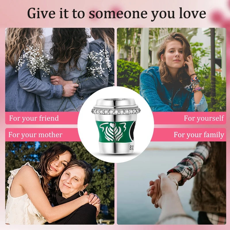 Fit Original 925 Sterling Silver Charms Beads Wine Glass Coffee Cup Charms Pendant For Women Bracelet Charms DIY Jewelry Gift - élise & madelyn