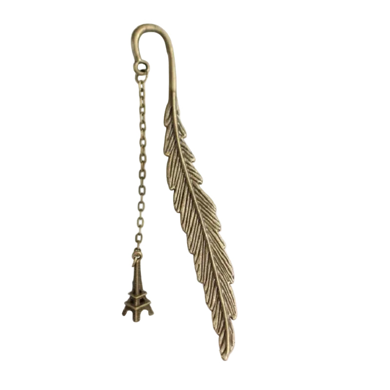 Vintage Feather Bronzing Metal Bookmark With Metal Chain Pendant Bookmark For Teachers Friends Book Club Book Lovers - élise & madelyn