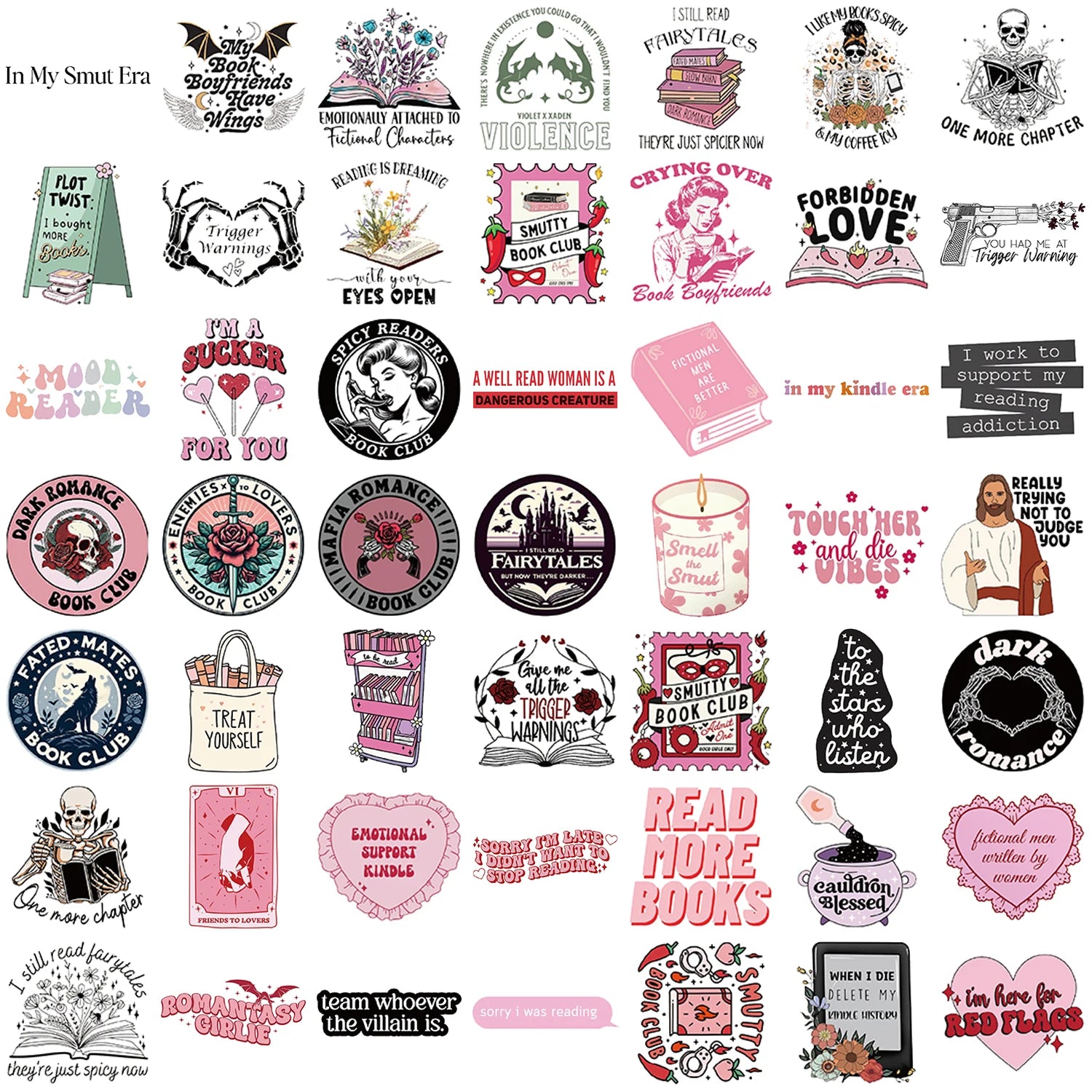 50pcs Smut Reading Books Graffiti Decorative Stickers Laptop Water Bottle Luggage Helmet Motorcycle Stickers - élise & madelyn