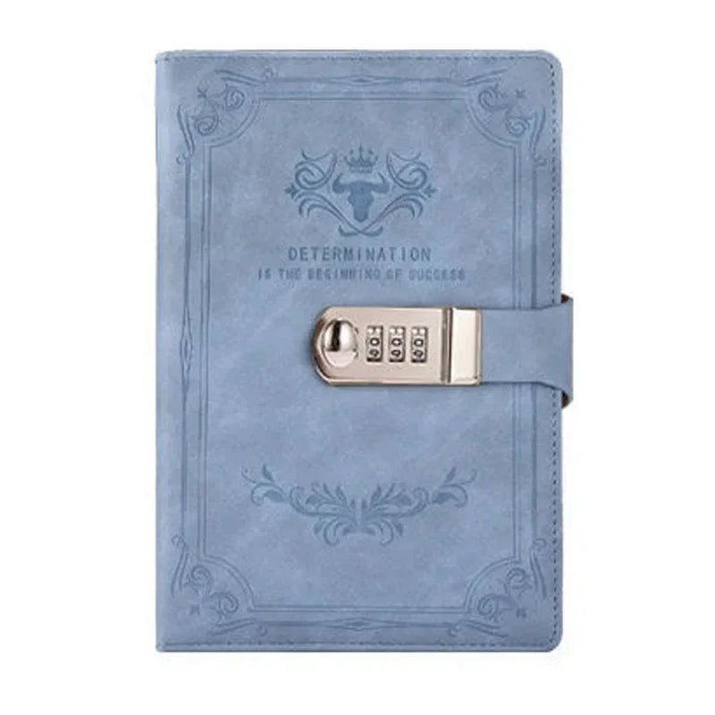 A5 200 Pages Retro Password Book with Lock Diary Thickened Creative Hand Ledger Student Notepad Stationery Notebook Binder - élise & madelyn