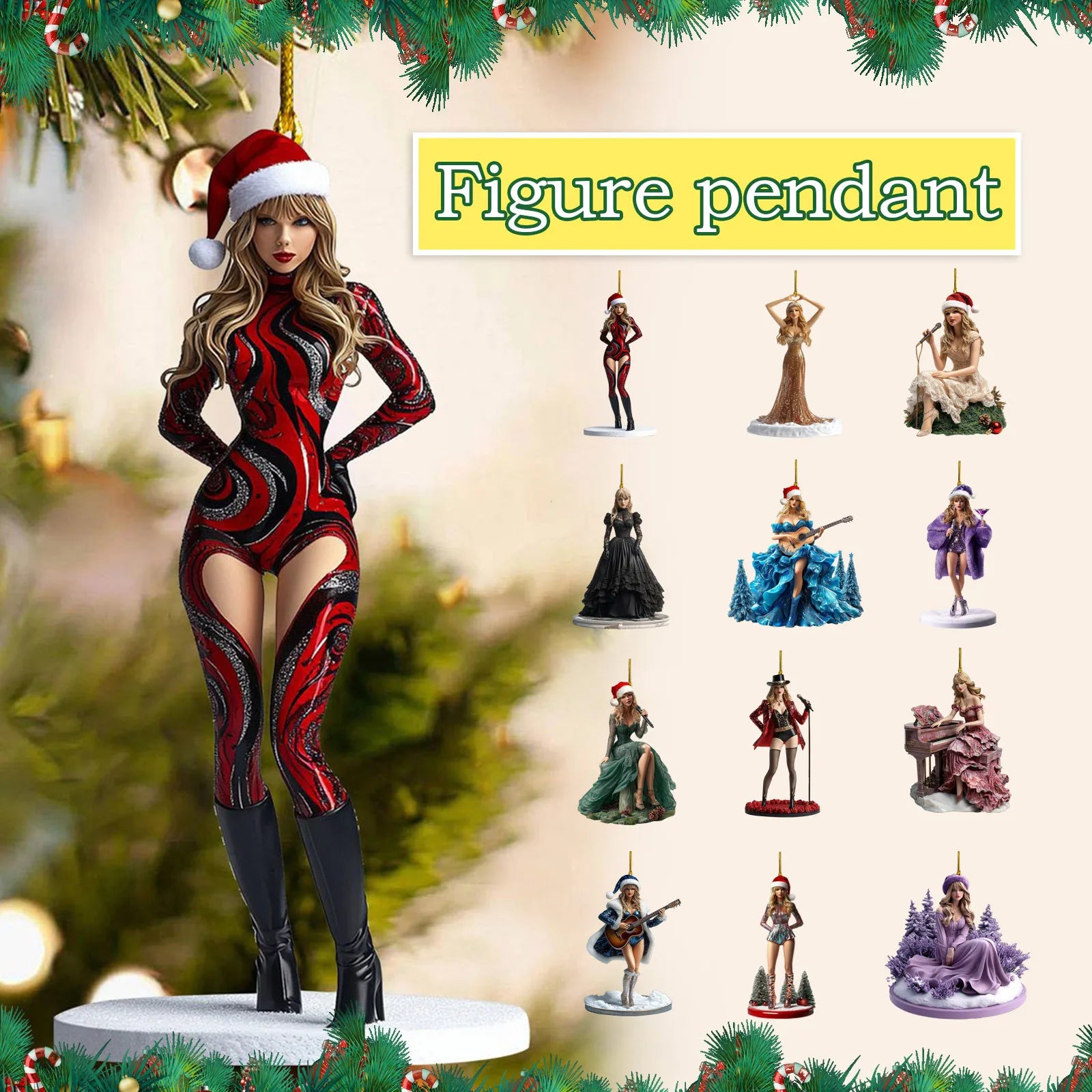 Pop Star Holiday Acrylic Ornaments – 2D Christmas Tree Hanging Decor - élise & madelyn