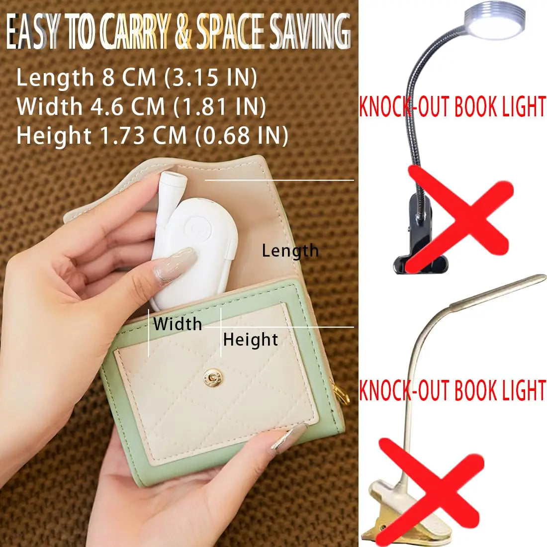 Portable Mini LED Book Light 3 Color Warm Cool White Rechargeable Clip 360° Flip Book Lamp for Travel Bedroom Reading Light - élise & madelyn