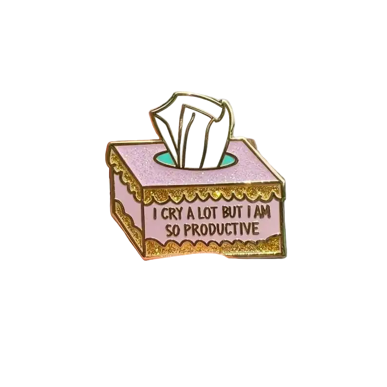 I Cry A Lot But I’m So Productive Enamel Pin – Cute Mental Health Humor Lapel Pin - élise & madelyn