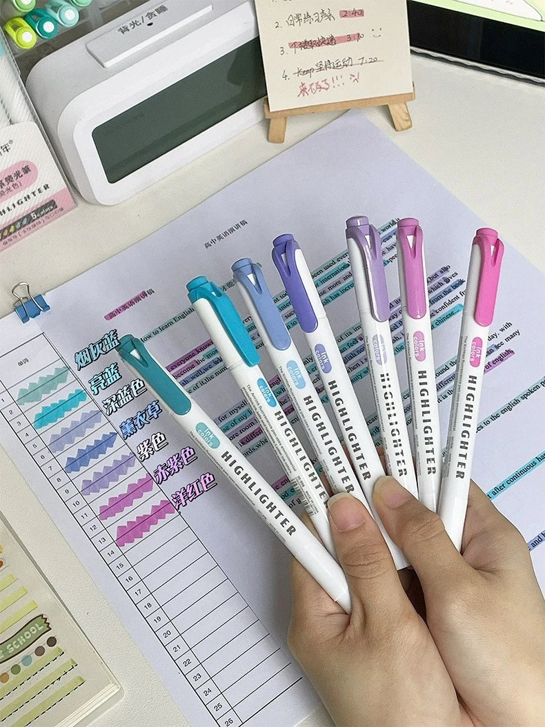 5/15PC Fluorescent Pen Set Student Marking Stroke Key Marking Pen High Beauty Color Handbook Pen Batch - élise & madelyn