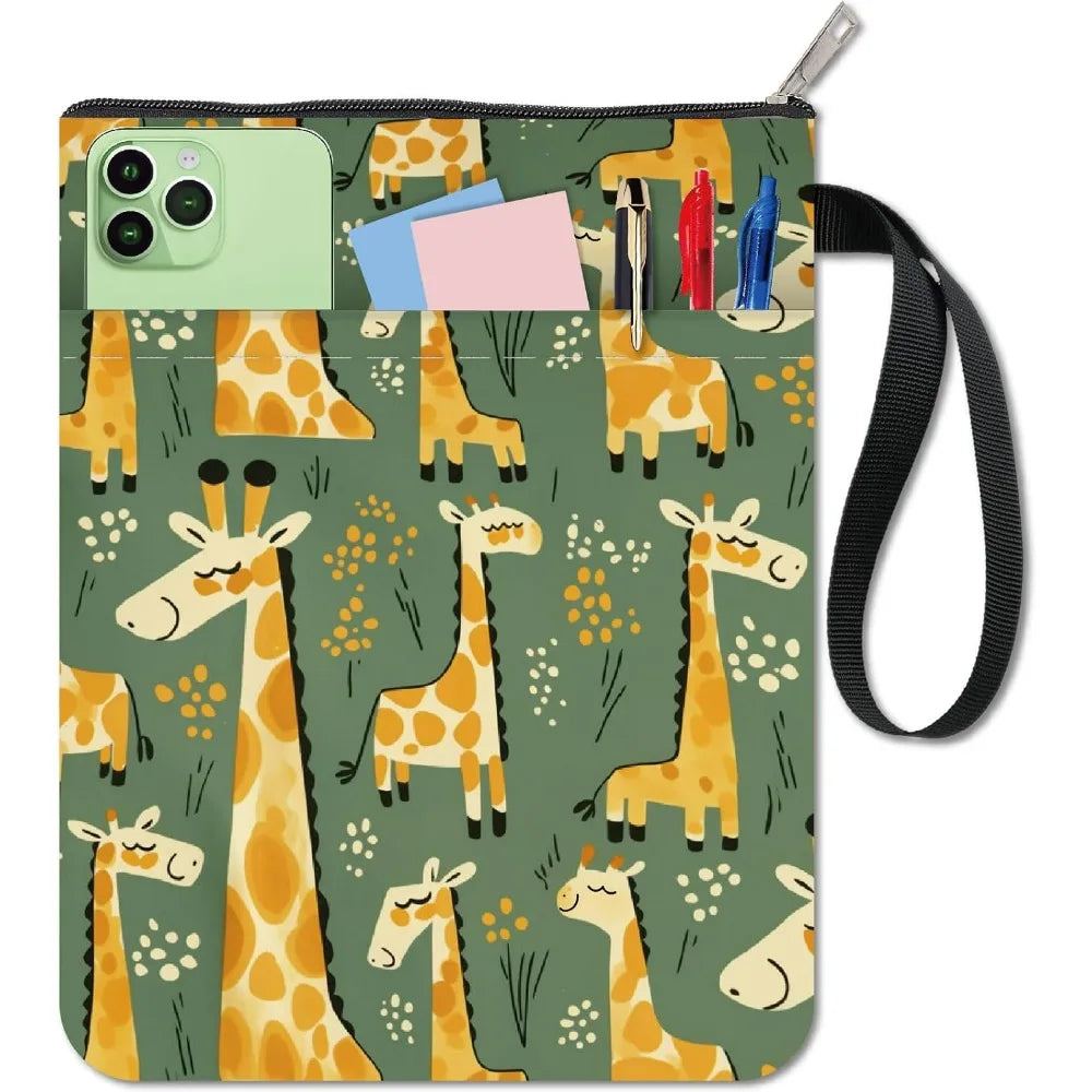 1pc Giraffe Book Sleeve Cartoon Animal Book Covers Book Protector for Paperbacks Washable Fabric Cloth Book Cover with Zipper - élise & madelyn
