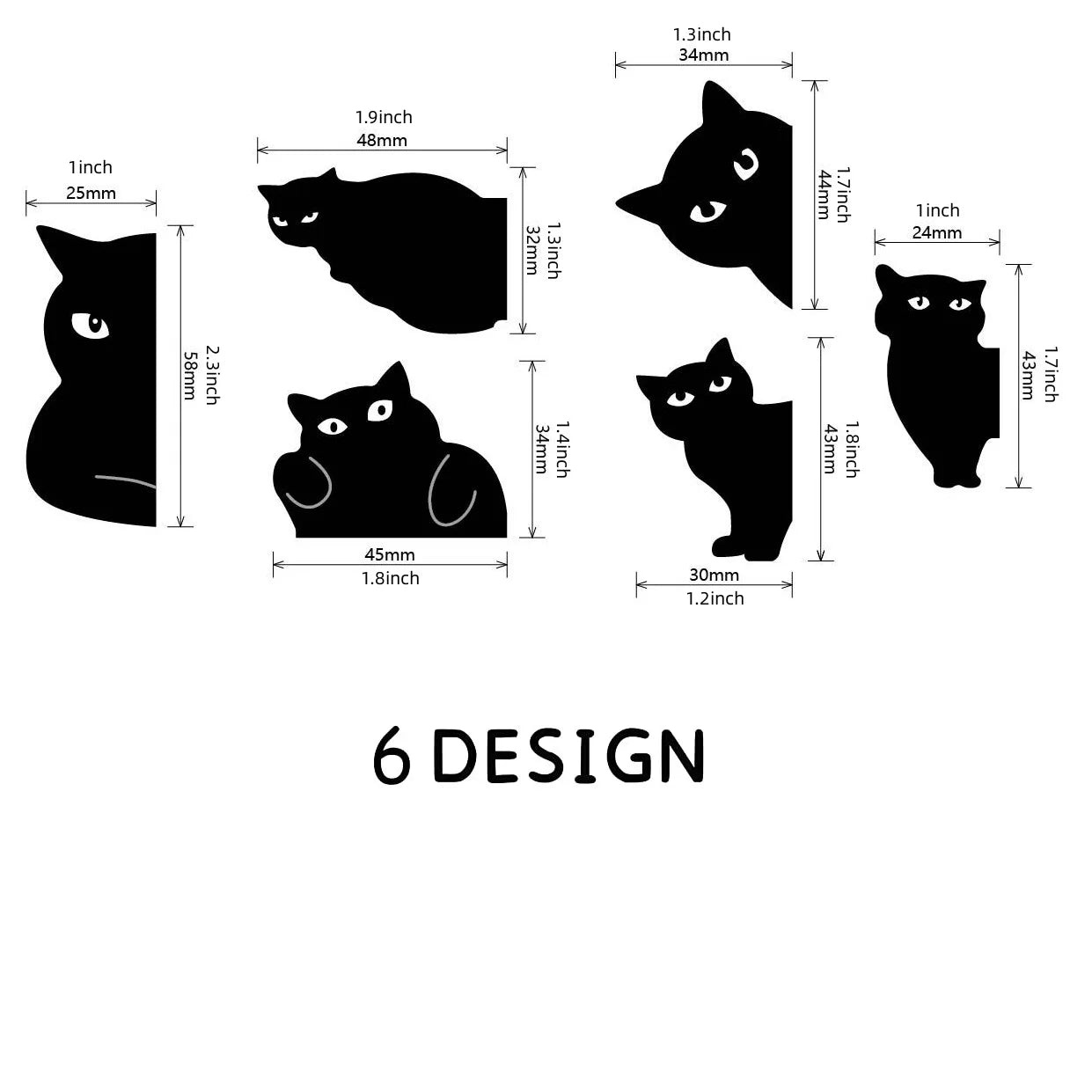 6pcs Black Cat Bookmark for Books Cute Cartoon Magnetic Page Clips Book Marker Unique Reading Gift A7405 - élise & madelyn