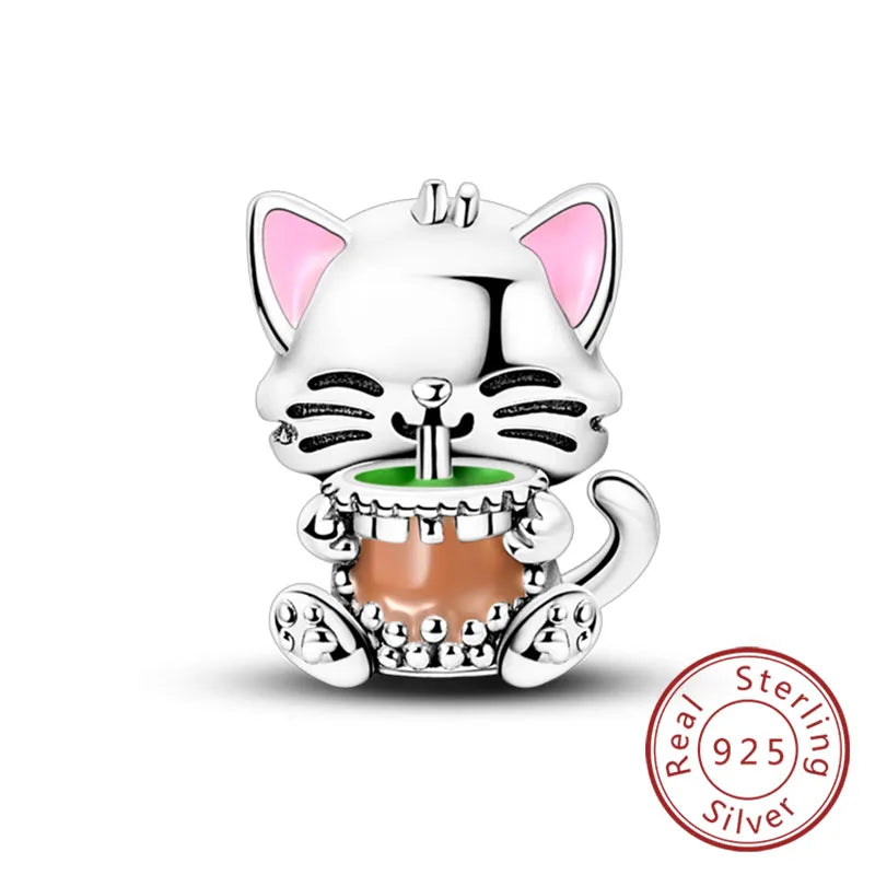 Fit Original 925 Sterling Silver Charms Beads Wine Glass Coffee Cup Charms Pendant For Women Bracelet Charms DIY Jewelry Gift - élise & madelyn