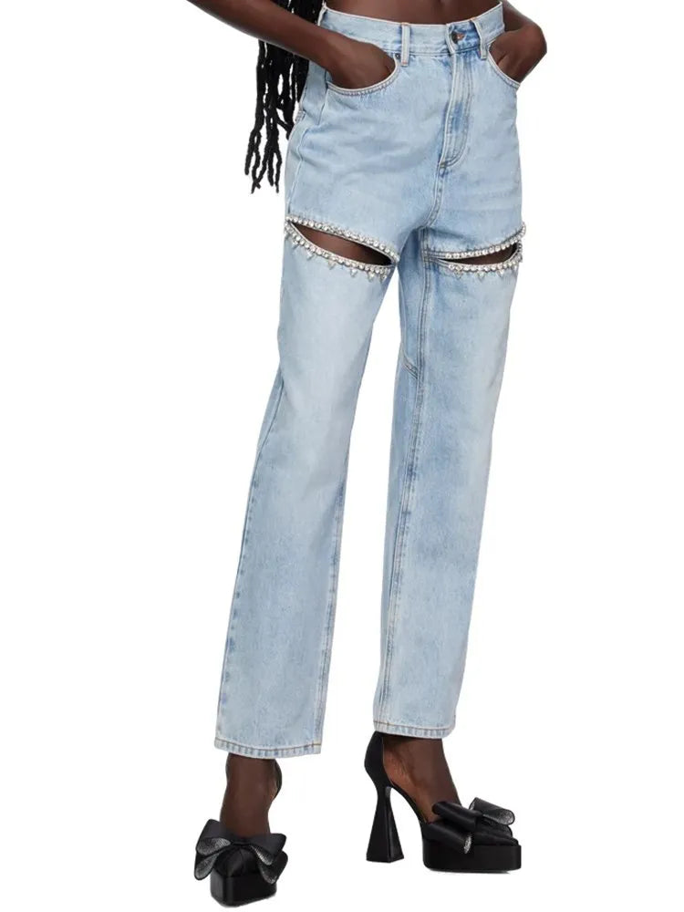 Midnight Tour Cutout Wide-Leg Jeans