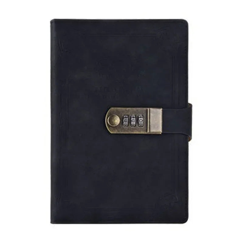 A5 200 Pages Retro Password Book with Lock Diary Thickened Creative Hand Ledger Student Notepad Stationery Notebook Binder - élise & madelyn