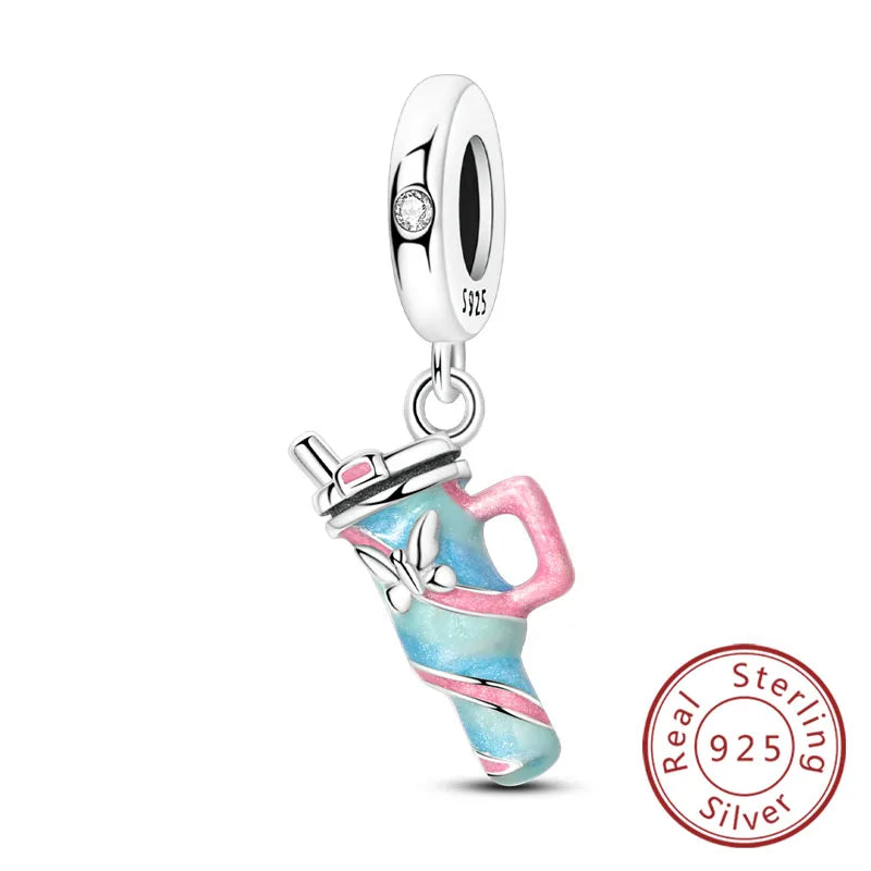 Fit Original 925 Sterling Silver Charms Beads Wine Glass Coffee Cup Charms Pendant For Women Bracelet Charms DIY Jewelry Gift - élise & madelyn