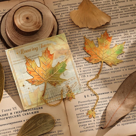 Vintage Colorful Maple Leaf Metal Bookmark, Reading Book Holder School Supplies, for Friends Teachers Birthday Book Lovers - élise & madelyn
