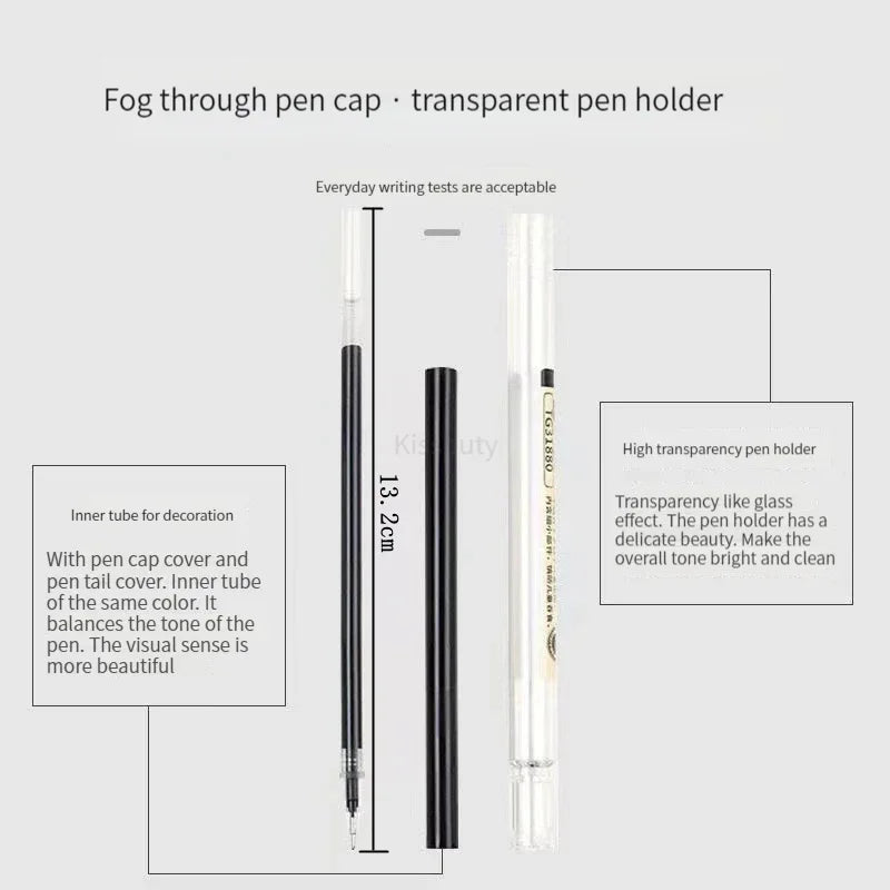 54Pcs/Set 0.35mm Gel Pens Office School Exam Sign Ballpoint Pen Blue Red Black Ink Replaceable Pen Refill Rods Kawaii Stationery - élise & madelyn