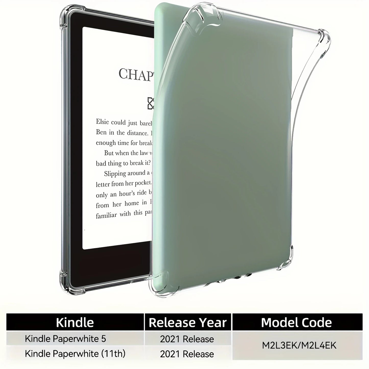 Clear Case for Kindle Paperwhite 6 5 4 3 2 1, for Kindle 11th/10th Generation, TPU Back Cover, Ultra Slim TPU Soft Cover - élise & madelyn