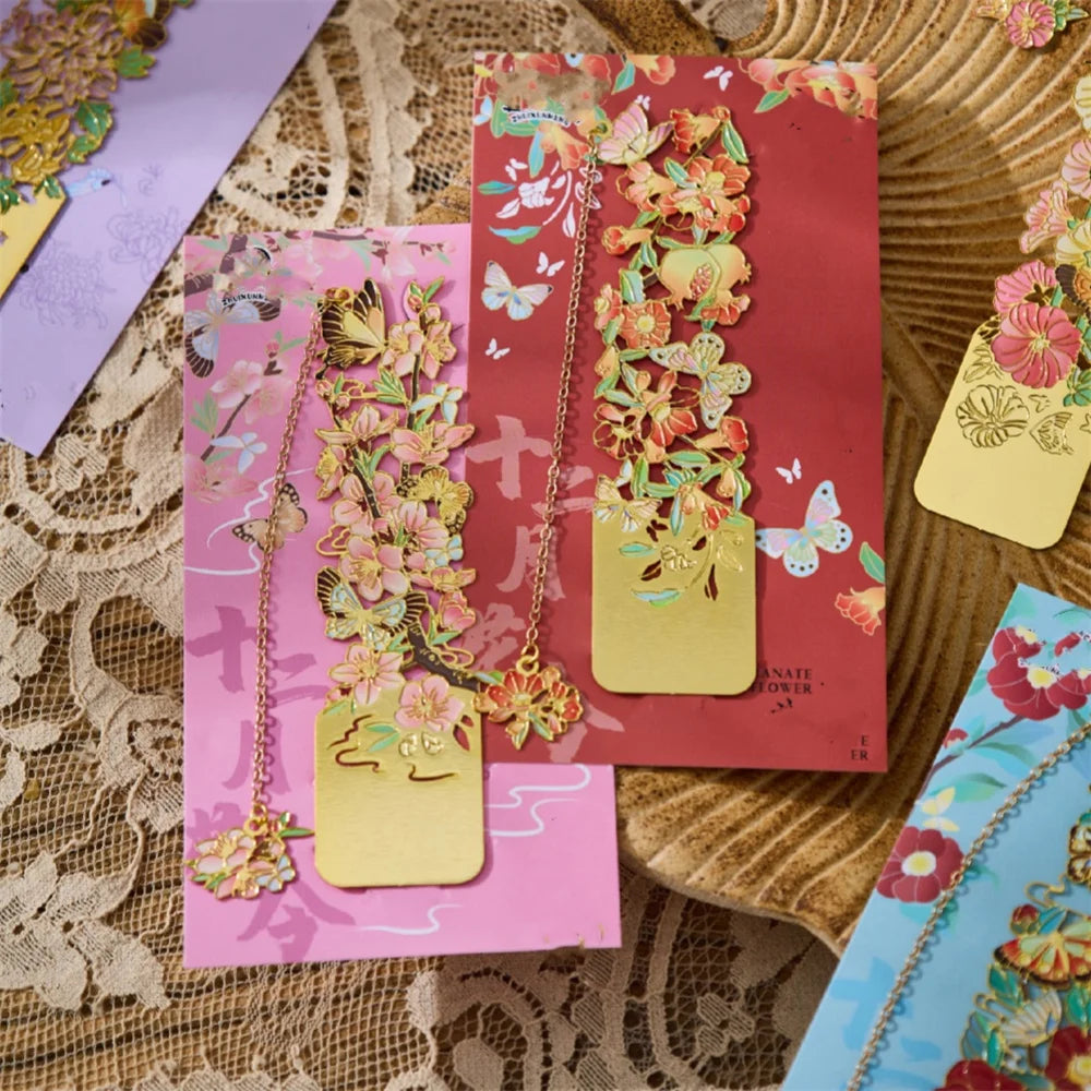 Aesthetic Stationery Metal Bookmark Hollow Flower Painting Bookmarks Student Reading Book Clip Book Accessories Teacher Gift - élise & madelyn