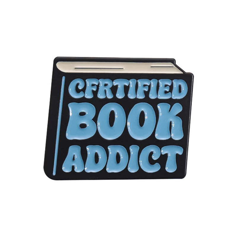 Book Lover Series Enamel Pins Certified Book Addict Violent Litle Thing Brooches Lapel Badge Jewelry Gifts for Bookworm Friends