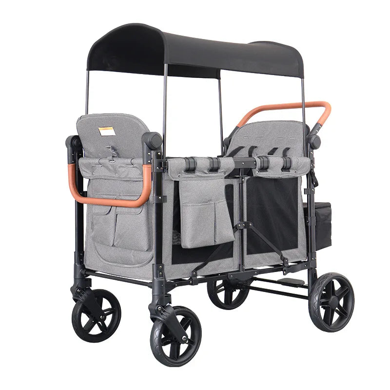 Lightweight Twin/Quad Travel Stroller – Foldable Sit & Recline Design