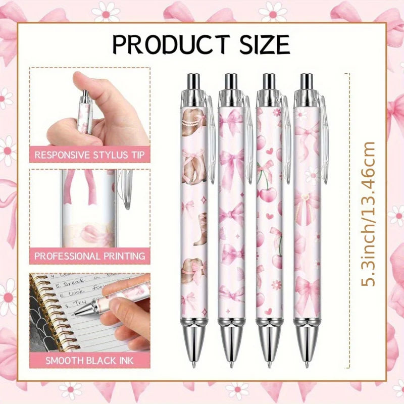 8/16 pcs pink bow ballpoint pens, cute office work signature essentials, suitable for nurses, teachers, colleagues, and assistan - élise & madelyn