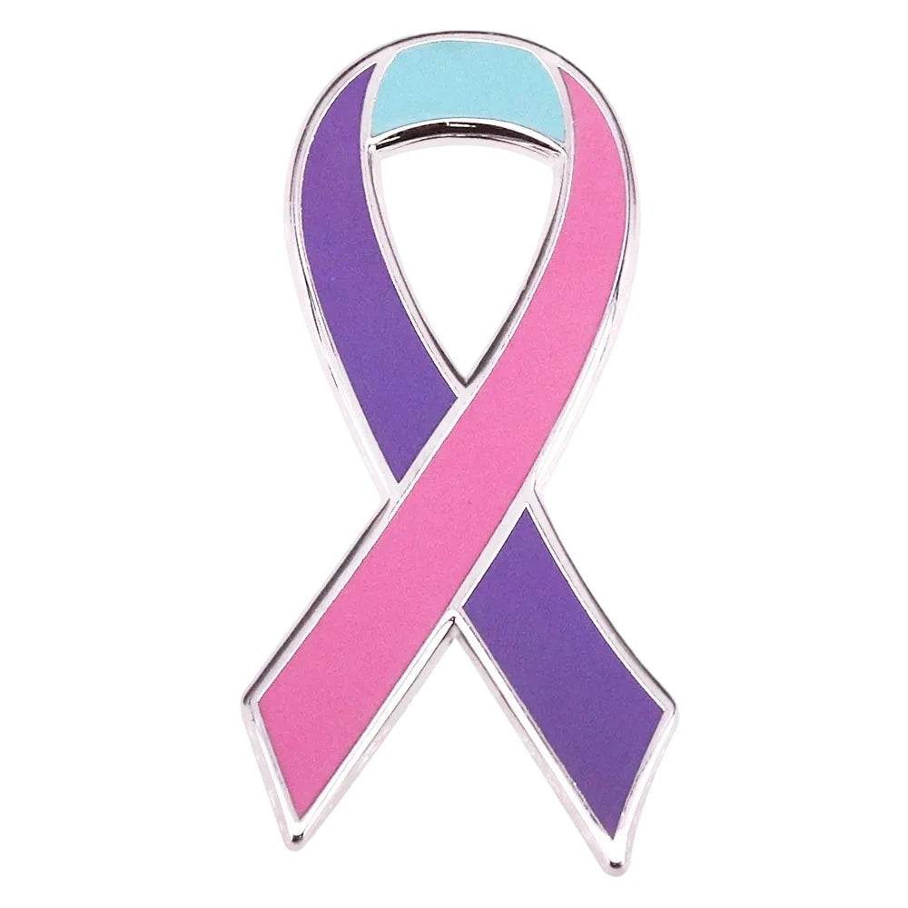 Colorful Ribbon Enamel Pin Disease Awareness Ribbon Badge Mental Health Jewelry Backpacks Hats Jeans Decorative