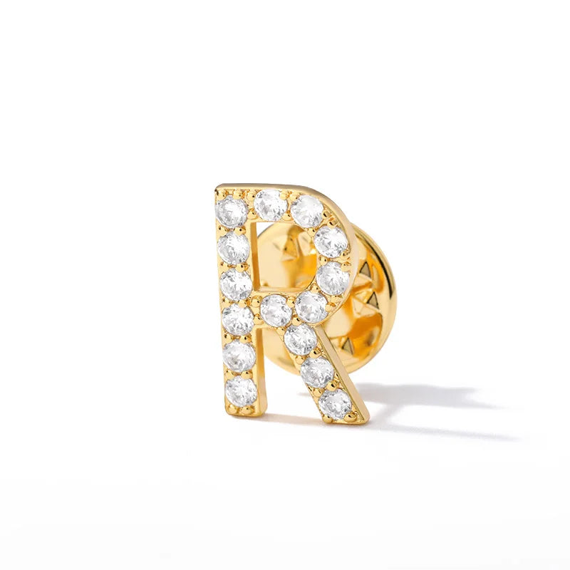Crystal A-Z Letter Brooches for Women Initial Name Brooch Pins for Suit Shirt Collar Accessories New Rhinestone Brooch Jewelry