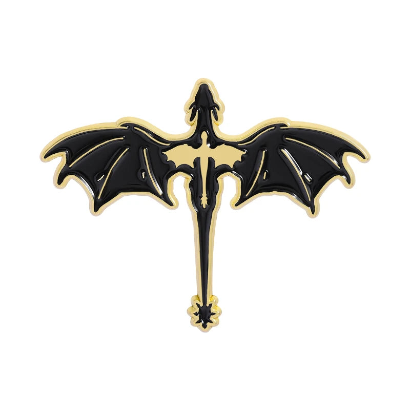 Black Dragon Book Enamel Pin – Fantasy Magic Reader Lapel Badge