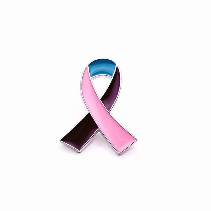 Awareness Ribbon Enamel Pin – Breast Cancer & Multi-Color Support Brooch (Pink, Purple, Blue & More)