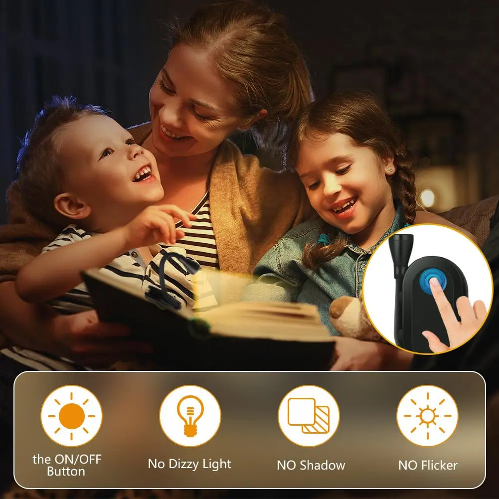 Portable Mini LED Book Light 3 Color Warm Cool White Rechargeable Clip 360° Flip Book Lamp for Travel Bedroom Reading Light - élise & madelyn