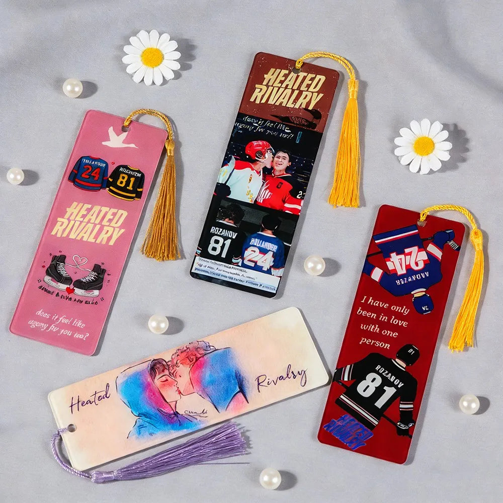 Heated Rivalry: M|M Hockey Romance Acrylic Bookmarks Book Lover Book Charms Birthday Gifts for Friends School Supplies