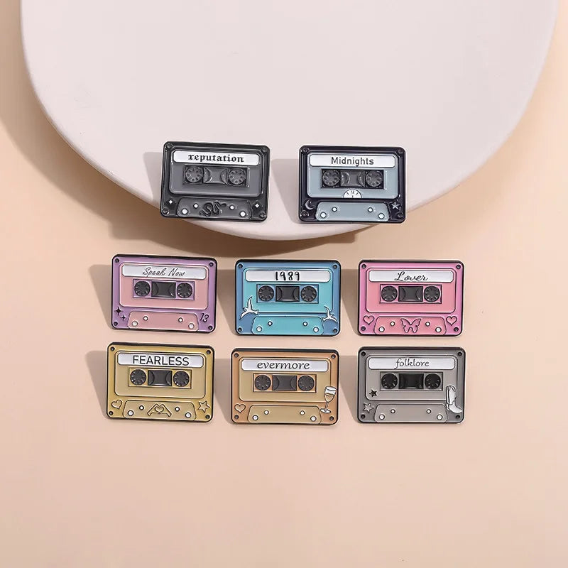 Retro Cassette Enamel Pins — Era-Inspired Collectible Set - élise & madelyn