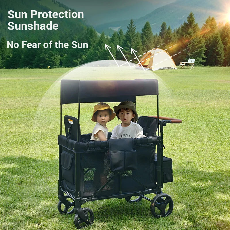 Lightweight Twin/Quad Travel Stroller – Foldable Sit & Recline Design