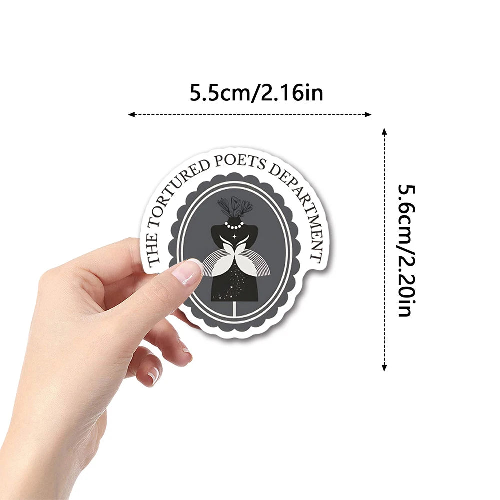 Tortured Poets Inspired Aesthetic Sticker Packs – Waterproof Vinyl Stickers (10–110 pcs) - élise & madelyn