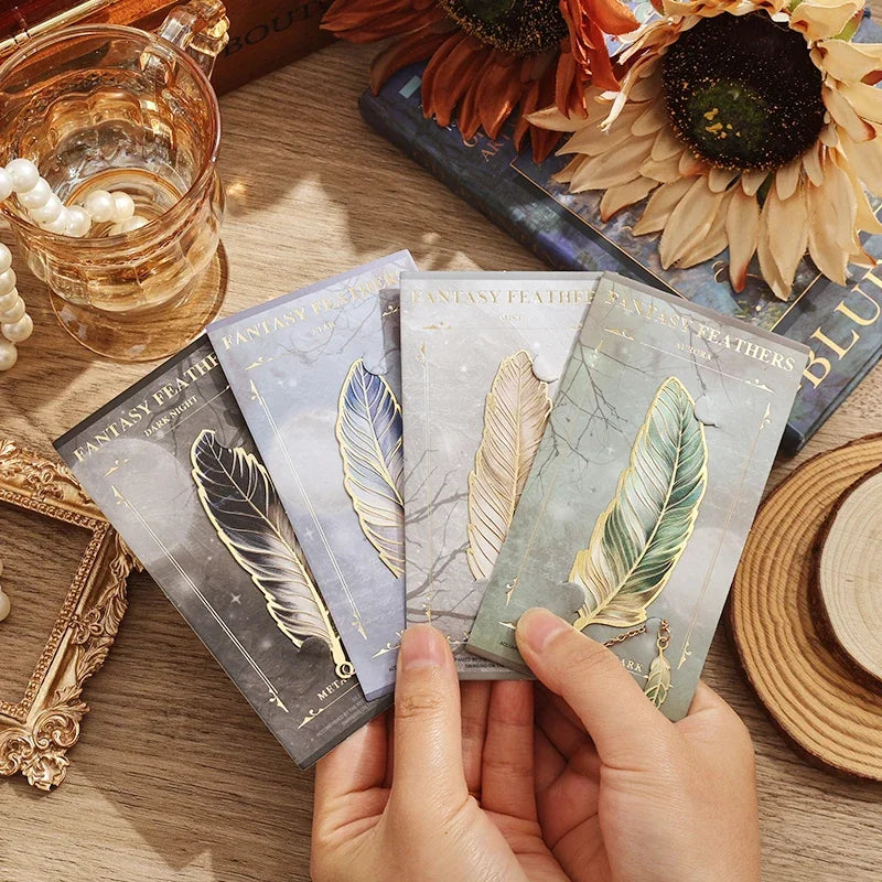 Vintage Feather Bronzing Metal Bookmark With Metal Chain Pendant Bookmark For Teachers Friends Book Club Book Lovers - élise & madelyn