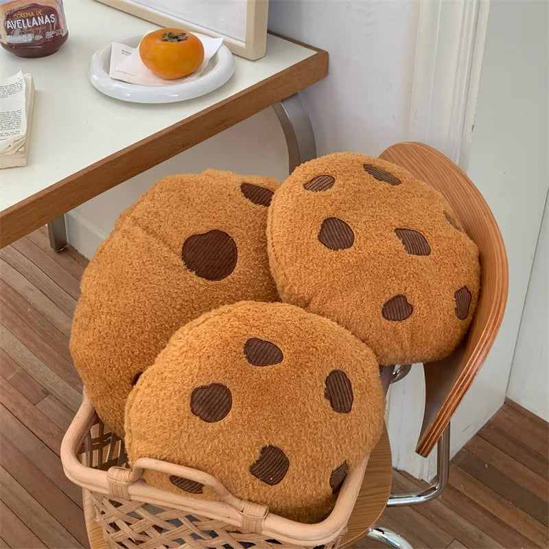 Creative Cookies Pillows Round Shape Chocolate Biscuits Stuffed Plush Toys Realistic Food Snack Seat Cushion Plushie Props Gifts - élise & madelyn