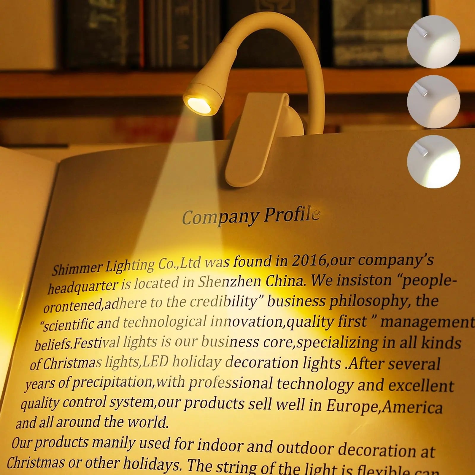 Portable Mini LED Book Light 3 Color Warm Cool White Rechargeable Clip 360° Flip Book Lamp for Travel Bedroom Reading Light - élise & madelyn