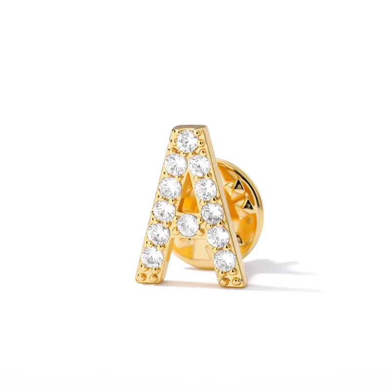 Crystal A-Z Letter Brooches for Women Initial Name Brooch Pins for Suit Shirt Collar Accessories New Rhinestone Brooch Jewelry