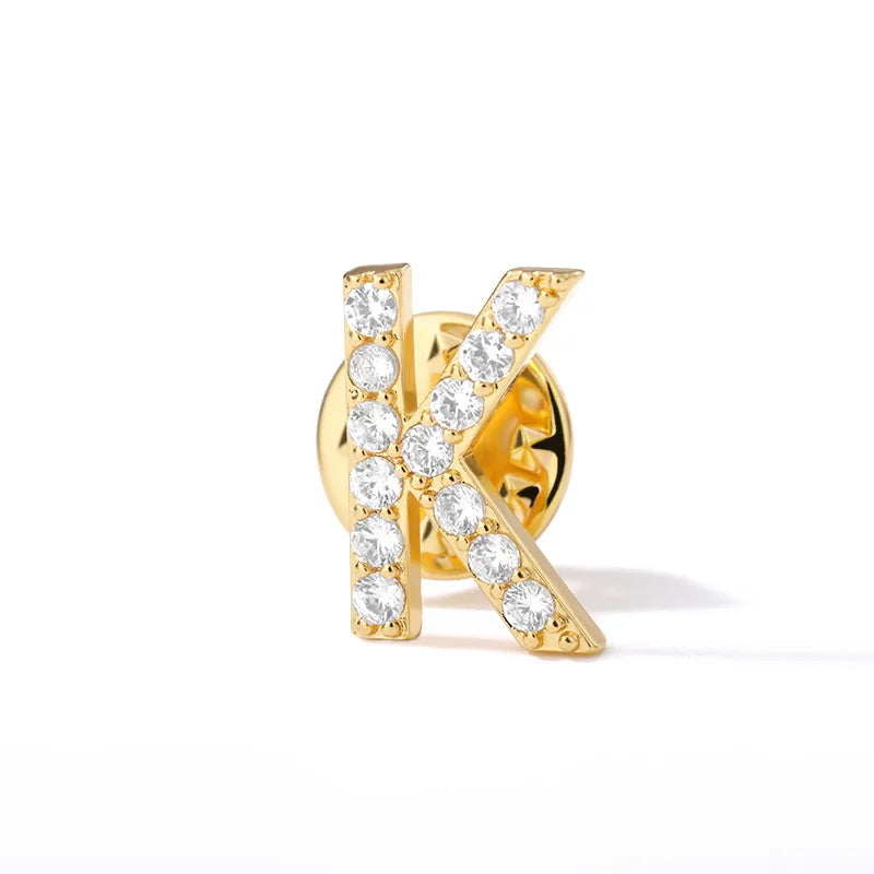 Crystal A-Z Letter Brooches for Women Initial Name Brooch Pins for Suit Shirt Collar Accessories New Rhinestone Brooch Jewelry