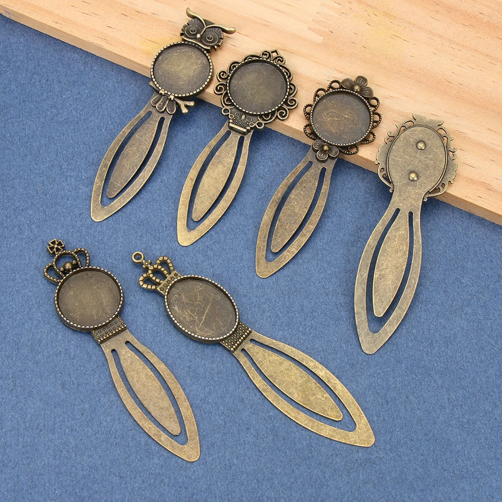 1PC Antique Bronze Oval Style Iron Metal Bookmark Vintage Retro Handmade Bookmark for Cabochon Cameo DIY Bookmark Student Gifts - élise & madelyn