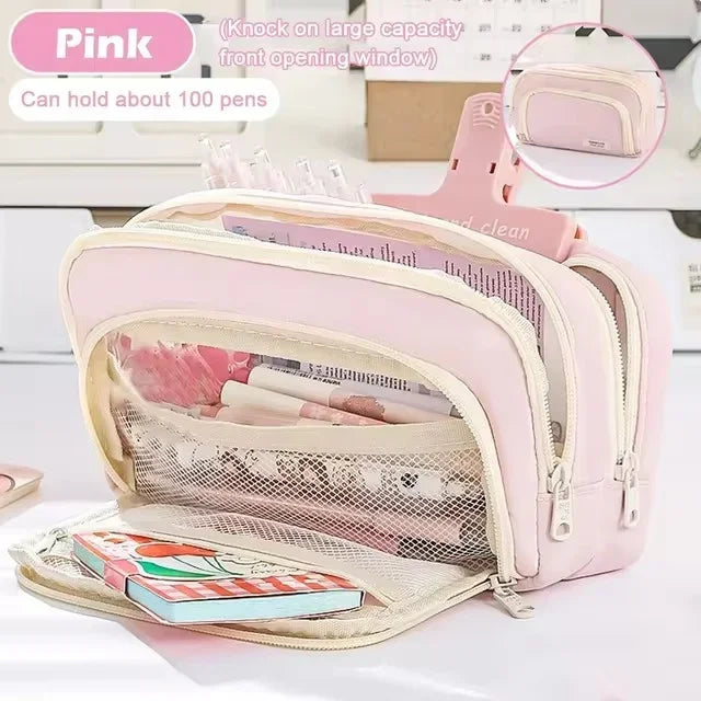 Cute Multi Layer Pencil Case Pouch, Large Capacity Pen Case Bag,Durable Stationery Storage Bag For Students, School&Office - élise & madelyn