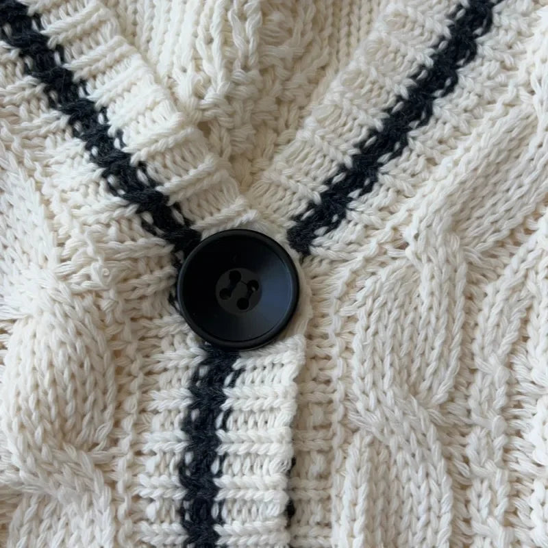 Beige Folklore Cardigan Women Letter Patch with Star Embroidered Knitted Sweater Female Winter Autumn Casual Oversized Cardigans - élise & madelyn