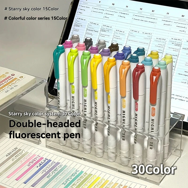 5/15PC Fluorescent Pen Set Student Marking Stroke Key Marking Pen High Beauty Color Handbook Pen Batch - élise & madelyn