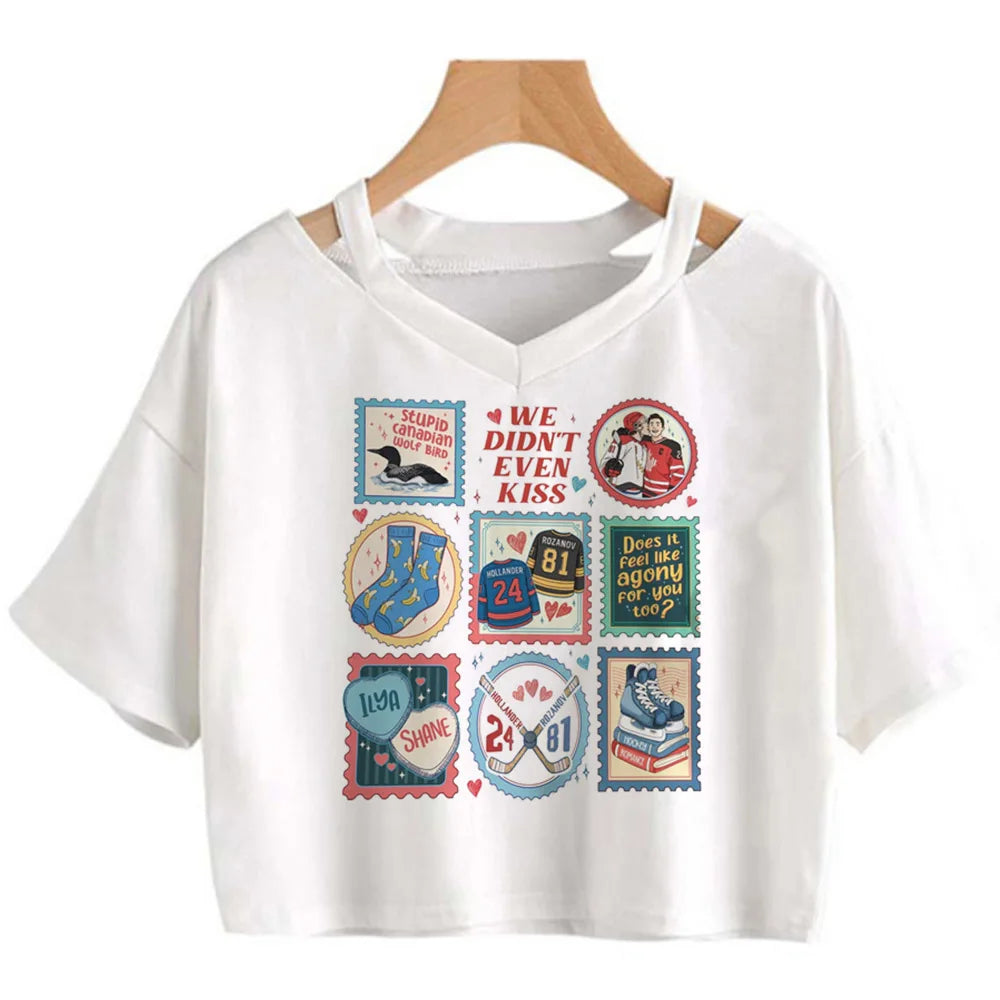 Heated Rivalry Cropped Graphic T-Shirt – Y2K Gothic Vintage Women’s Crop Top