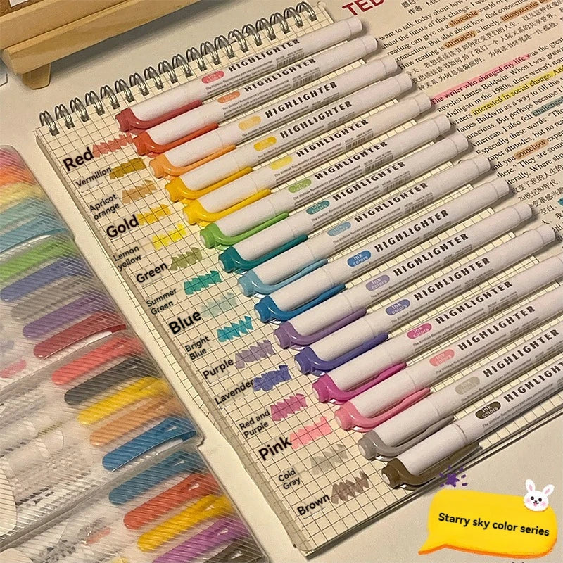 5/15PC Fluorescent Pen Set Student Marking Stroke Key Marking Pen High Beauty Color Handbook Pen Batch - élise & madelyn