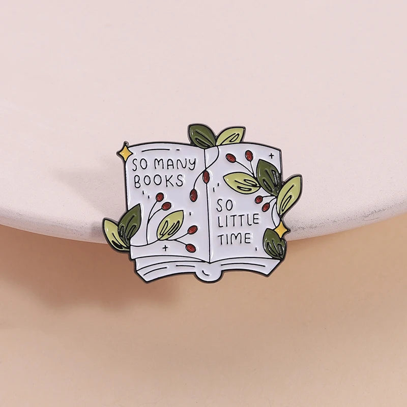 Book Lover Series Enamel Pins Certified Book Addict Violent Litle Thing Brooches Lapel Badge Jewelry Gifts for Bookworm Friends