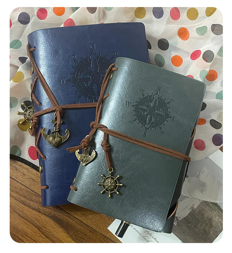 A5 A6 A7 Customizable Name Vintage Matte Finish Notebook Pirate Theme Compass Design Hardcover Journal Personalized Gift for Him - élise & madelyn