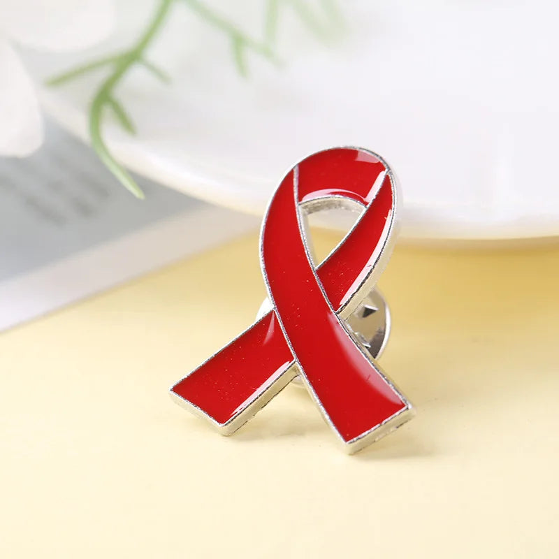 Red Awareness Ribbon Pins Love Care HIV AIDS Pink Ribbon Against Breast Cancer Lapel Badge Multi-coloured Dripping Oil Brooch